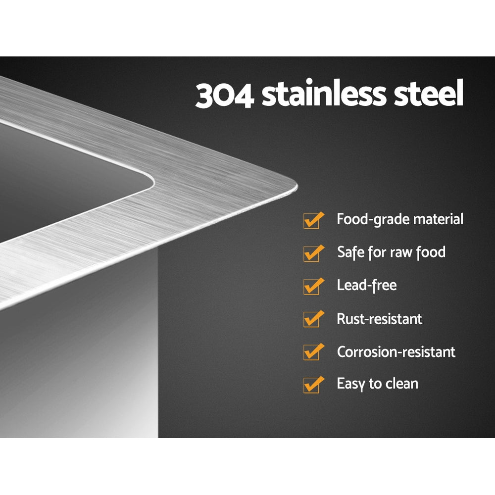 Kitchen Sink 36X36CM Stainless Steel Nano Basin Single Bowl Silver