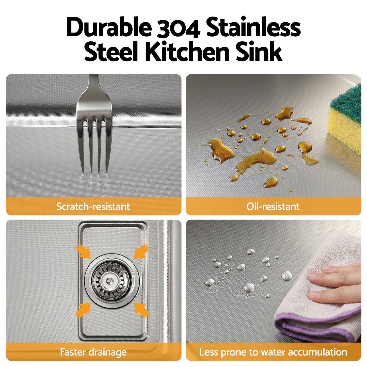 Kitchen Sink 304 Stainless Steel Bar Sink Millet Grain Water Basin Sink