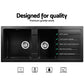 Stone Kitchen Sink 1160X500MM Granite Under/Topmount Basin Double Bowl Black