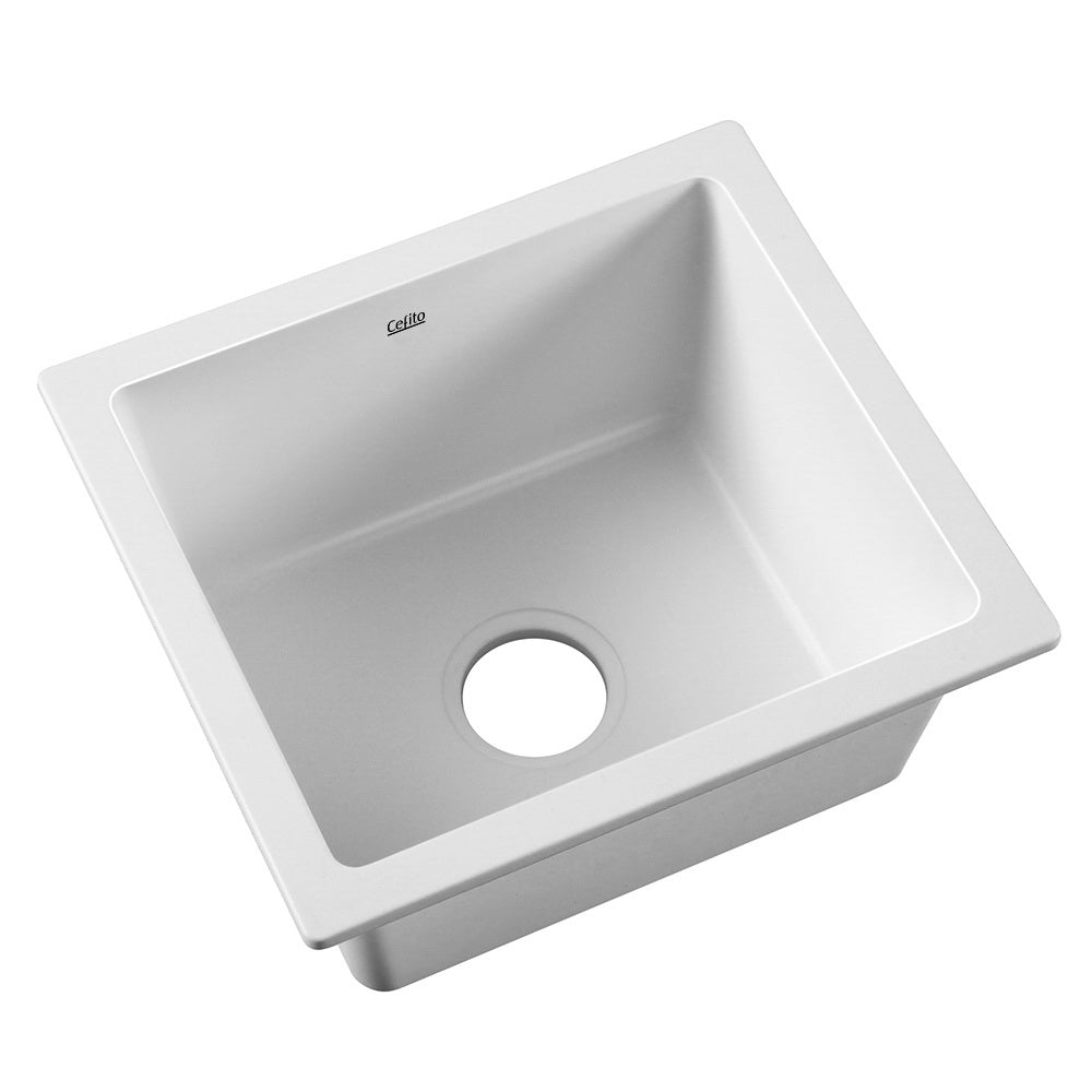 Stone Kitchen Sink 460x410Mm Granite Under/Top mount Basin Bowl Laundry White