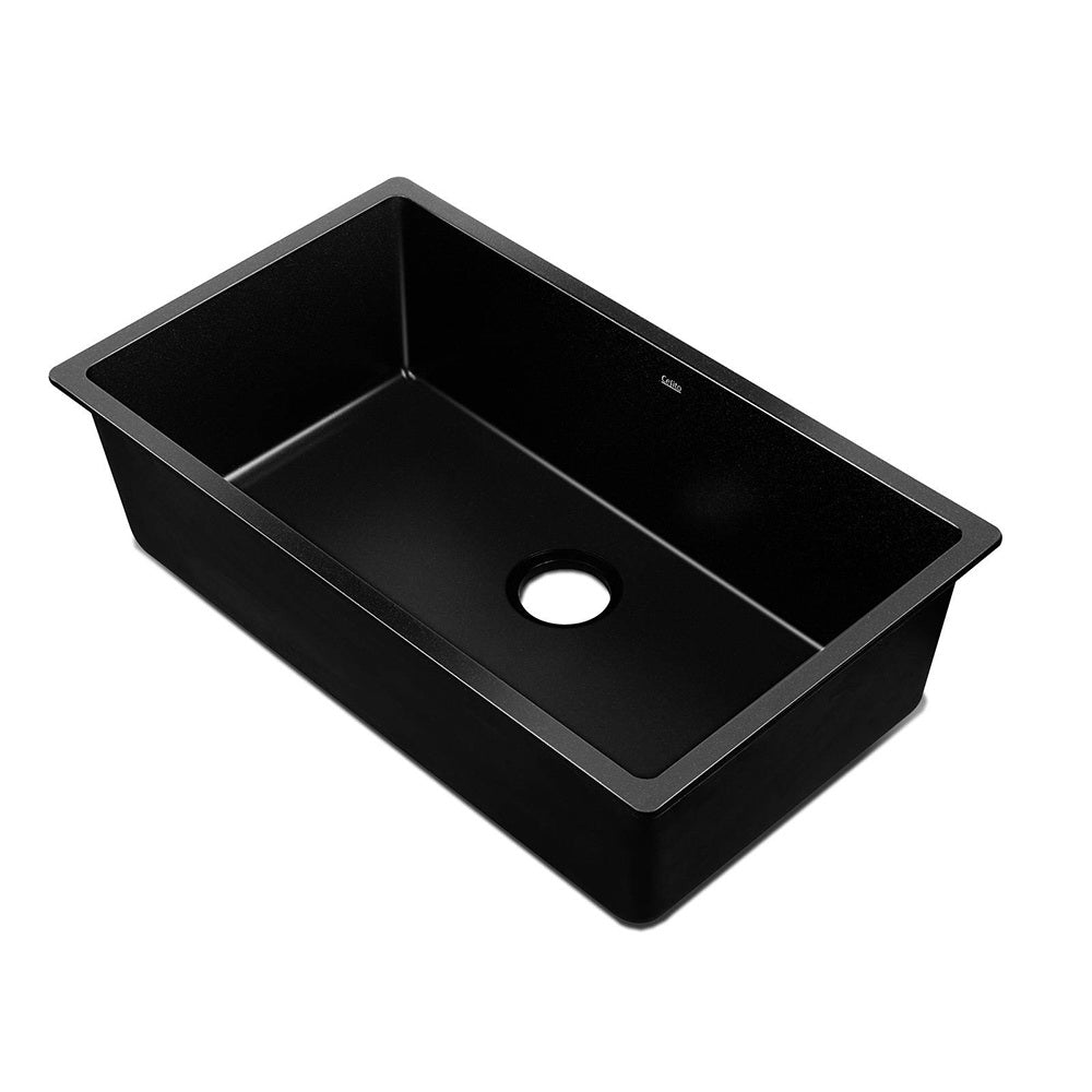 Stone Kitchen Sink 790X450MM Granite Under/Topmount Basin Bowl Laundry Black