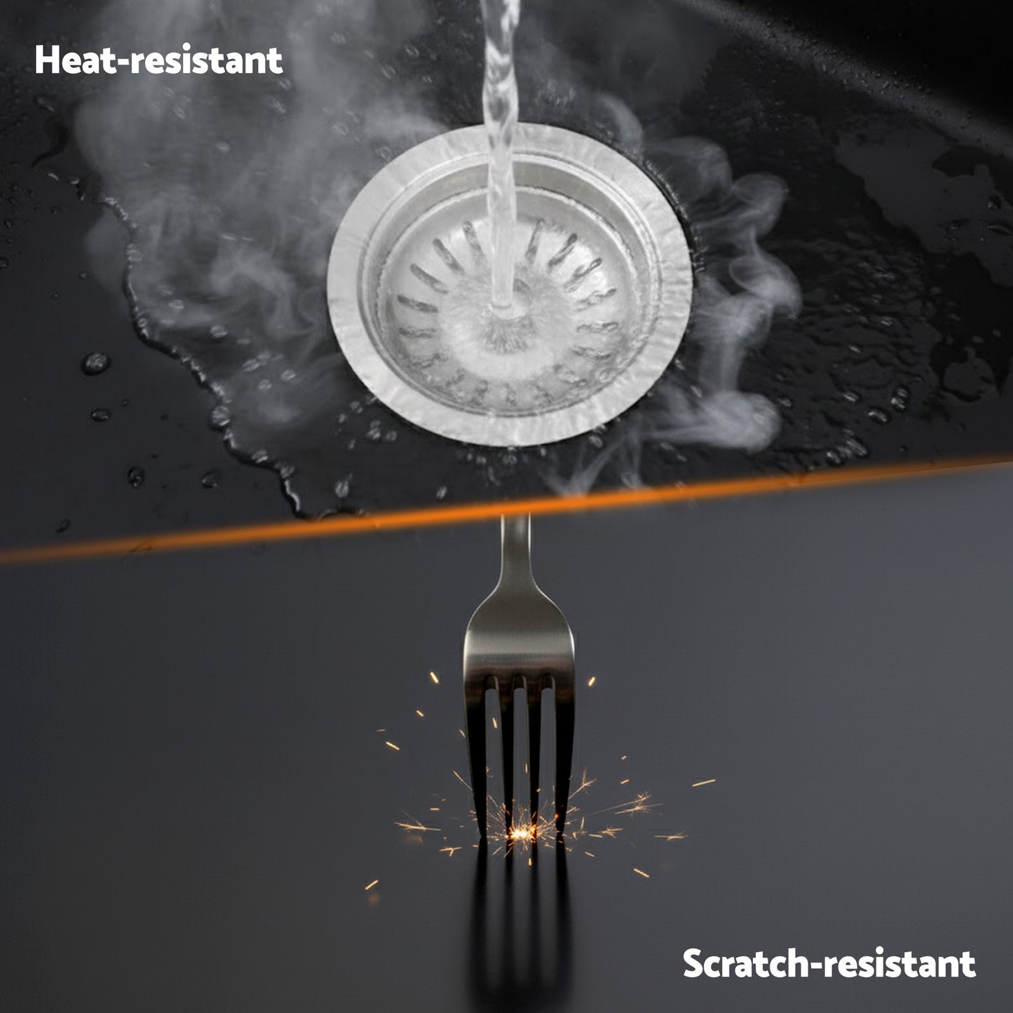 Kitchen Sink 45x45cm Granite Stone Sink Single Bowl Black