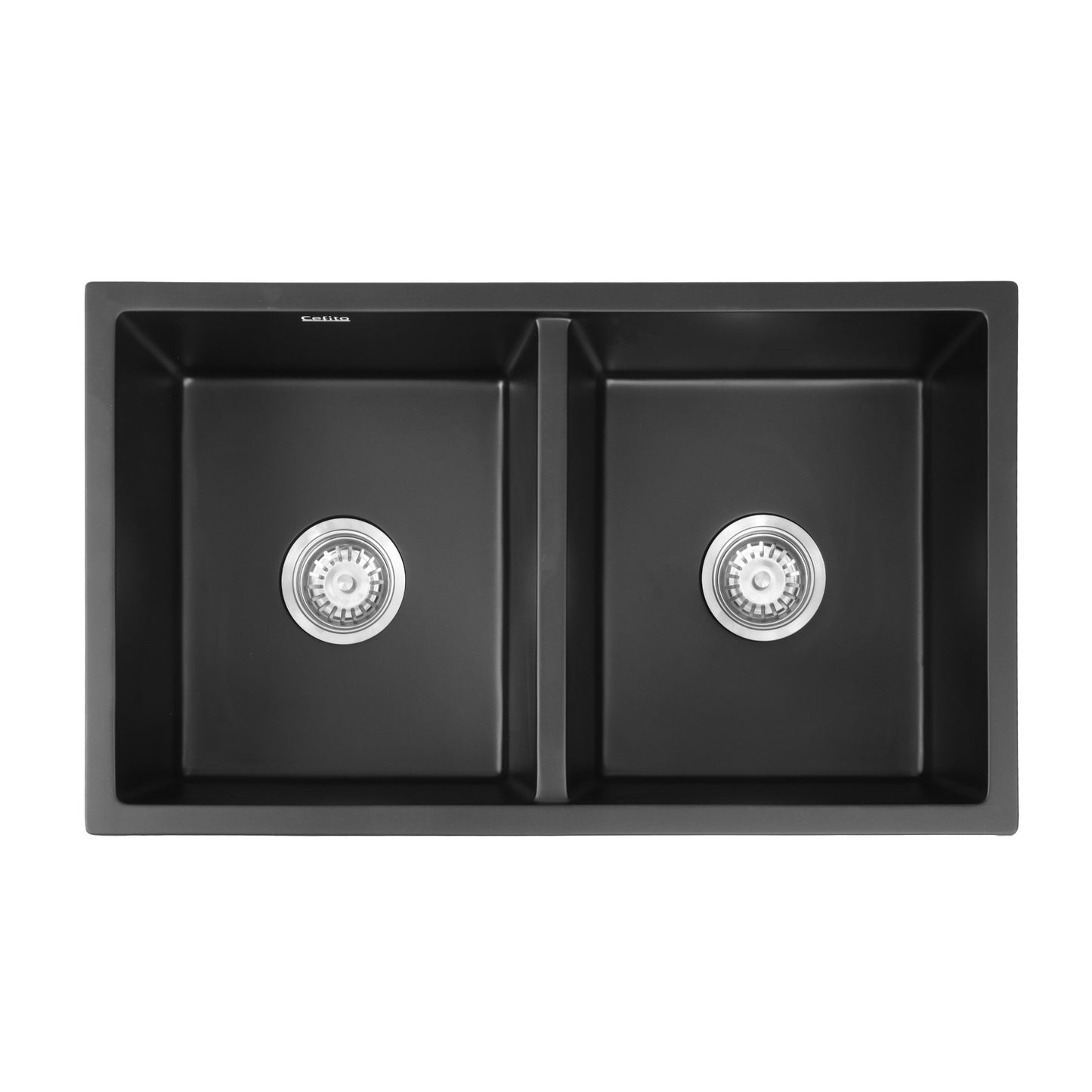 Kitchen Sink 77x45cm Granite Stone Sink Double Bowl Black