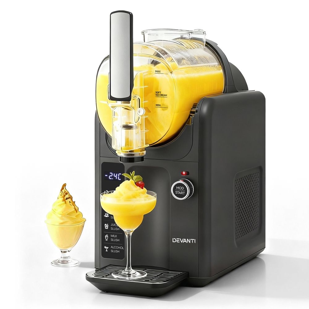 Devanti 5in1 Slushie Machine Ice Cream Maker 2L Grey