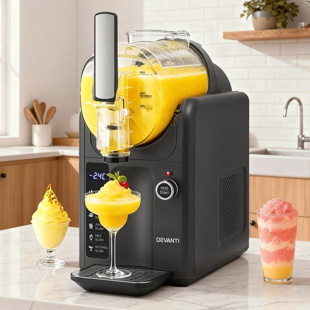 Devanti 5in1 Slushie Machine Ice Cream Maker 2L Grey