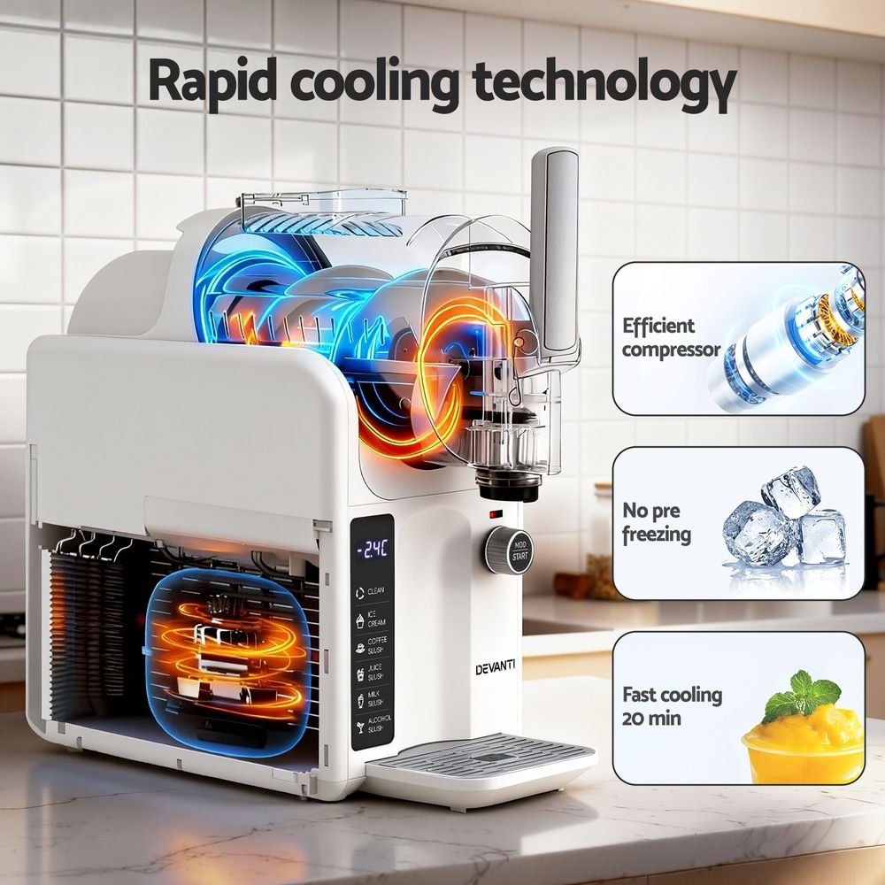 Devanti 5in1 Slushie Machine Ice Cream Maker 2L White