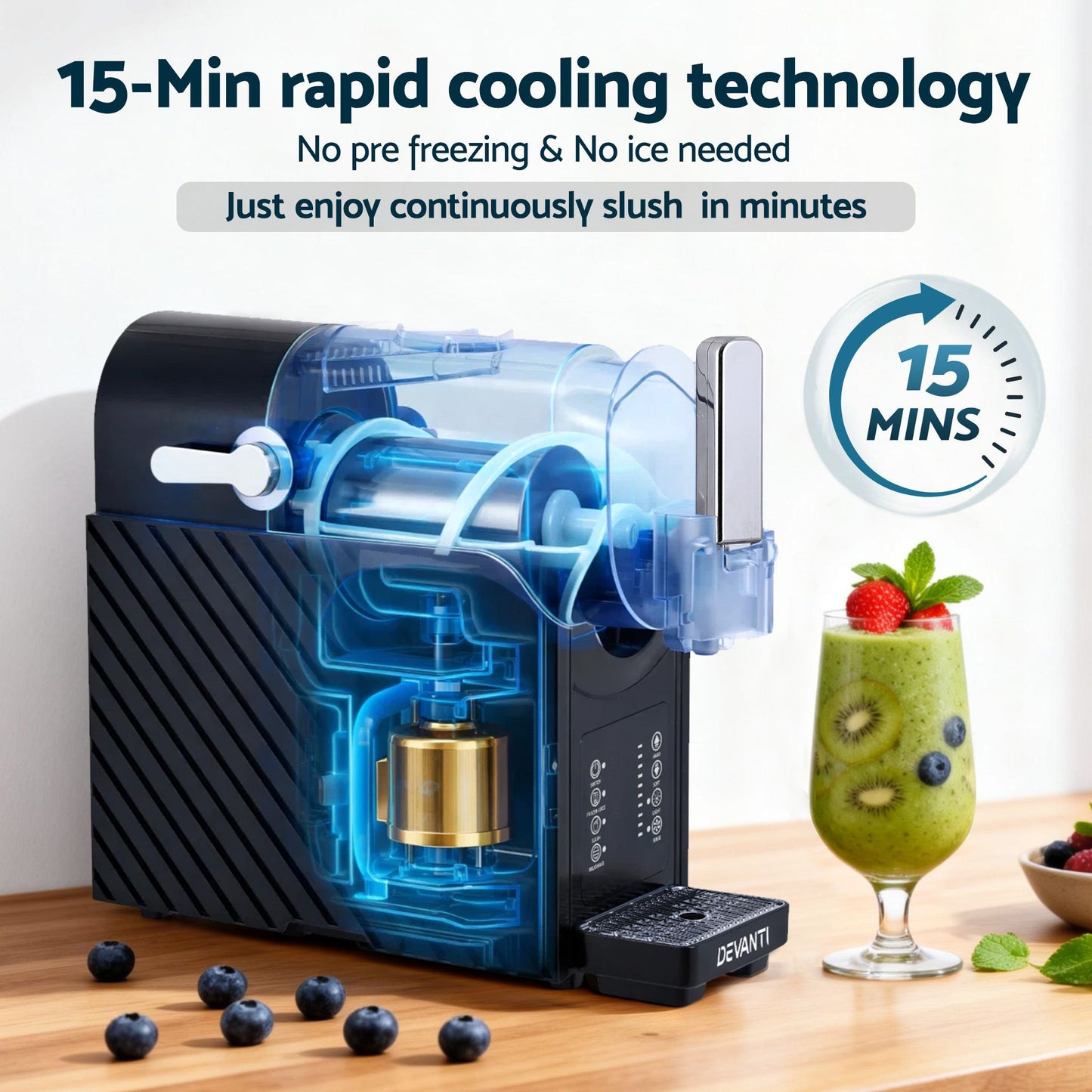 Devanti 1.8L Slushie Machine Maker Frozen Smoothies Milkshakes Black