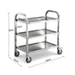 3-Tier Stainless Steel Kitchen Trolley with Wheels 89X50X83cm