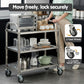 3-Tier Stainless Steel Kitchen Trolley with Wheels 89X50X83cm