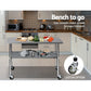 304 Stainless Steel Kitchen Benches Work Bench Food Prep Table with Wheels 1219Mmx610MM