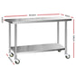 304 Stainless Steel Kitchen Benches Work Bench Food Prep Table with Wheels 1524Mmx610MM