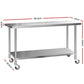 304 Stainless Steel Kitchen Benches Work Bench Food Prep Table with Wheels 1829Mmx610MM
