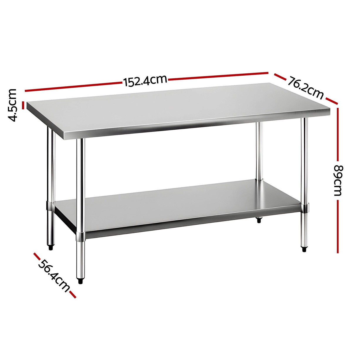 1524x762mm Stainless Steel Kitchen Bench 430