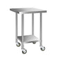 762x762mm Commercial Stainless Steel Kitchen Bench with 4pcs Castor Wheels