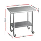 Stainless Steel Kitchen Benches Work Bench Wheels 91X61CM 430