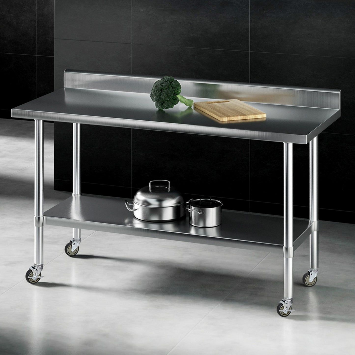Stainless Steel Kitchen Bench w/ Splashback 1500x600MM 430