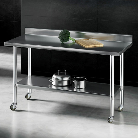 Stainless Steel Kitchen Bench w/ Splashback 1500x600MM 430