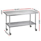 1524x762mm Stainless Steel Kitchen Bench w/ Splashback Work Table Prep Bench Commercial 430