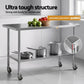 1524x762mm Stainless Steel Kitchen Bench w/ Splashback Work Table Prep Bench Commercial 430