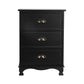 Gander Wooden Vintage Bedside Tables Vintage Chest Storage Cabinet Nightstand with 3 Drawers - Black