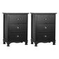 Set of 2 Gander Bedside Tables Vintage with 3 Drawers - Black