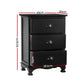 Set of 2 Gander Bedside Tables Vintage with 3 Drawers - Black