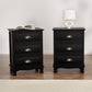 Set of 2 Gander Bedside Tables Vintage with 3 Drawers - Black