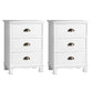 Set of 2 Gander Bedside Tables Vintage with 3 Drawers - White