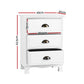 Set of 2 Gander Bedside Tables Vintage with 3 Drawers - White