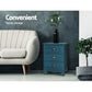 Gander Wooden Vintage Bedside Table Side Table Cabinet Vintage Storage Nightstand with 3 Drawers - Blue
