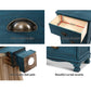 Gander Wooden Vintage Bedside Table Side Table Cabinet Vintage Storage Nightstand with 3 Drawers - Blue