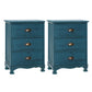 Set of 2 Gander Wooden Vintage Bedside Table Side Table Cabinet Vintage Storage Nightstand with 3 Drawers - Blue