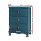 Set of 2 Gander Wooden Vintage Bedside Table Side Table Cabinet Vintage Storage Nightstand with 3 Drawers - Blue