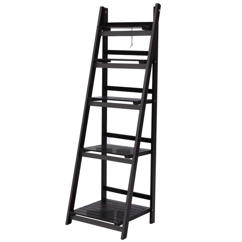 Artiss Bookshelf Corner Shelf 5 Tiers - Zane Coffee