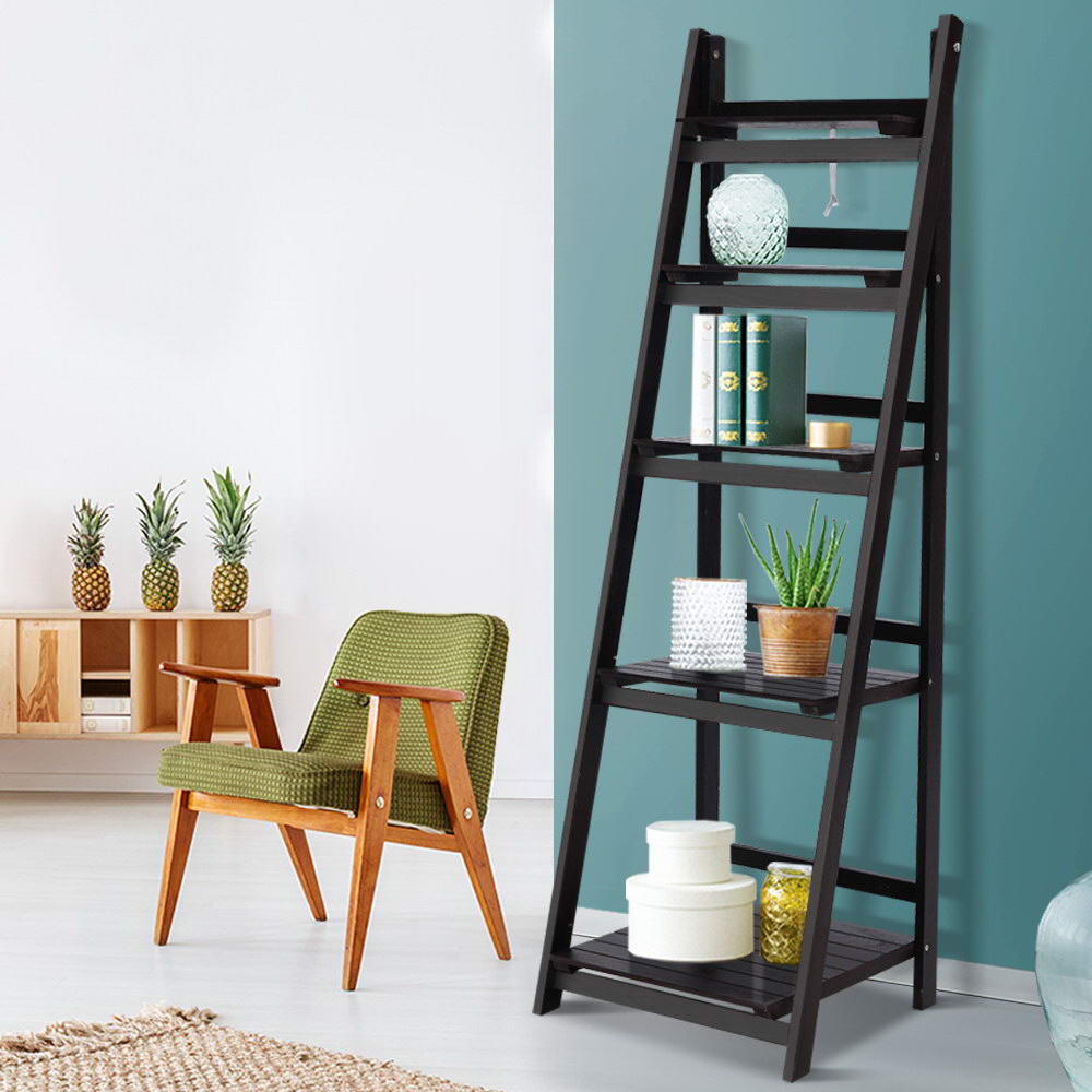 Artiss Bookshelf Corner Shelf 5 Tiers - Zane Coffee