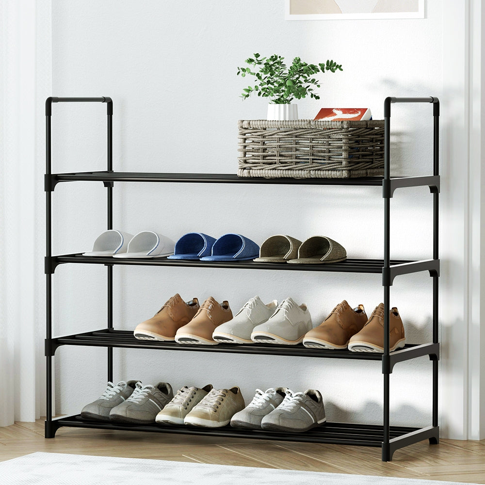 Artiss Shoe Rack 4-tier 16 Pairs Stackable Black – Factory Buys