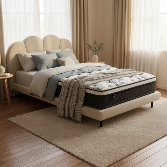 Serena Bed & Mattress Package with 32cm Mattress - Beige Single