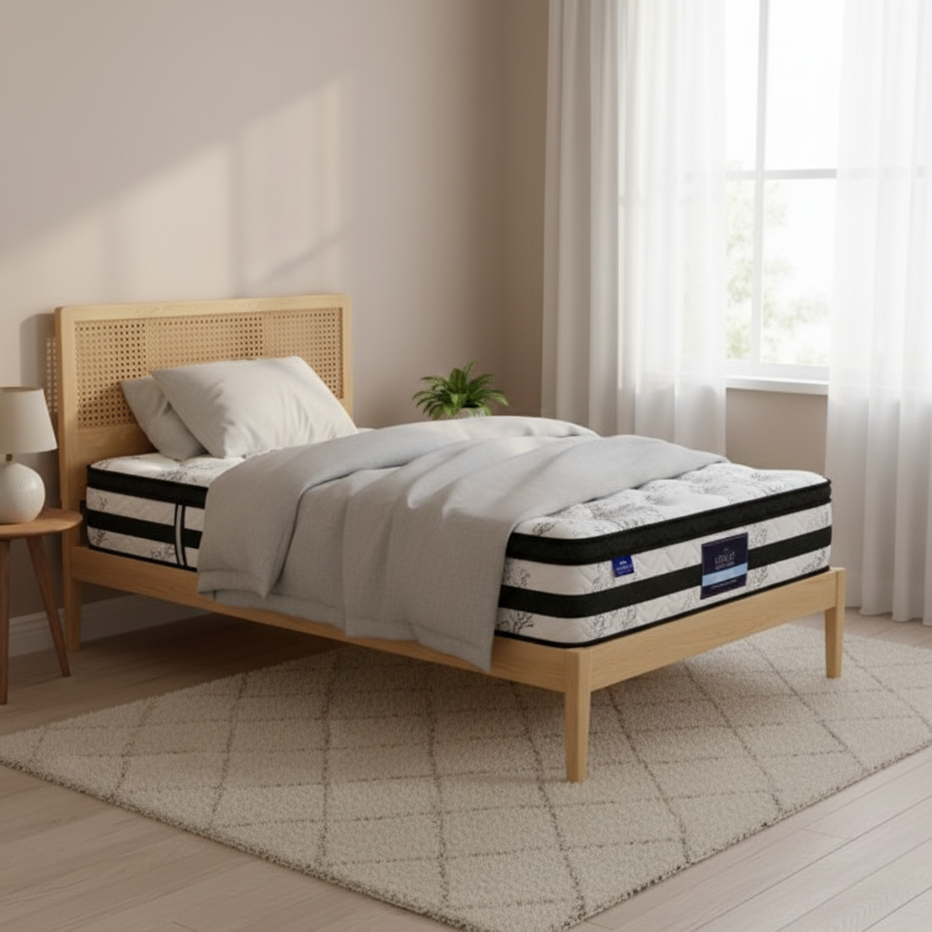 Shale Bed & Mattress Package with 34cm Mattress - Natural Wood Single