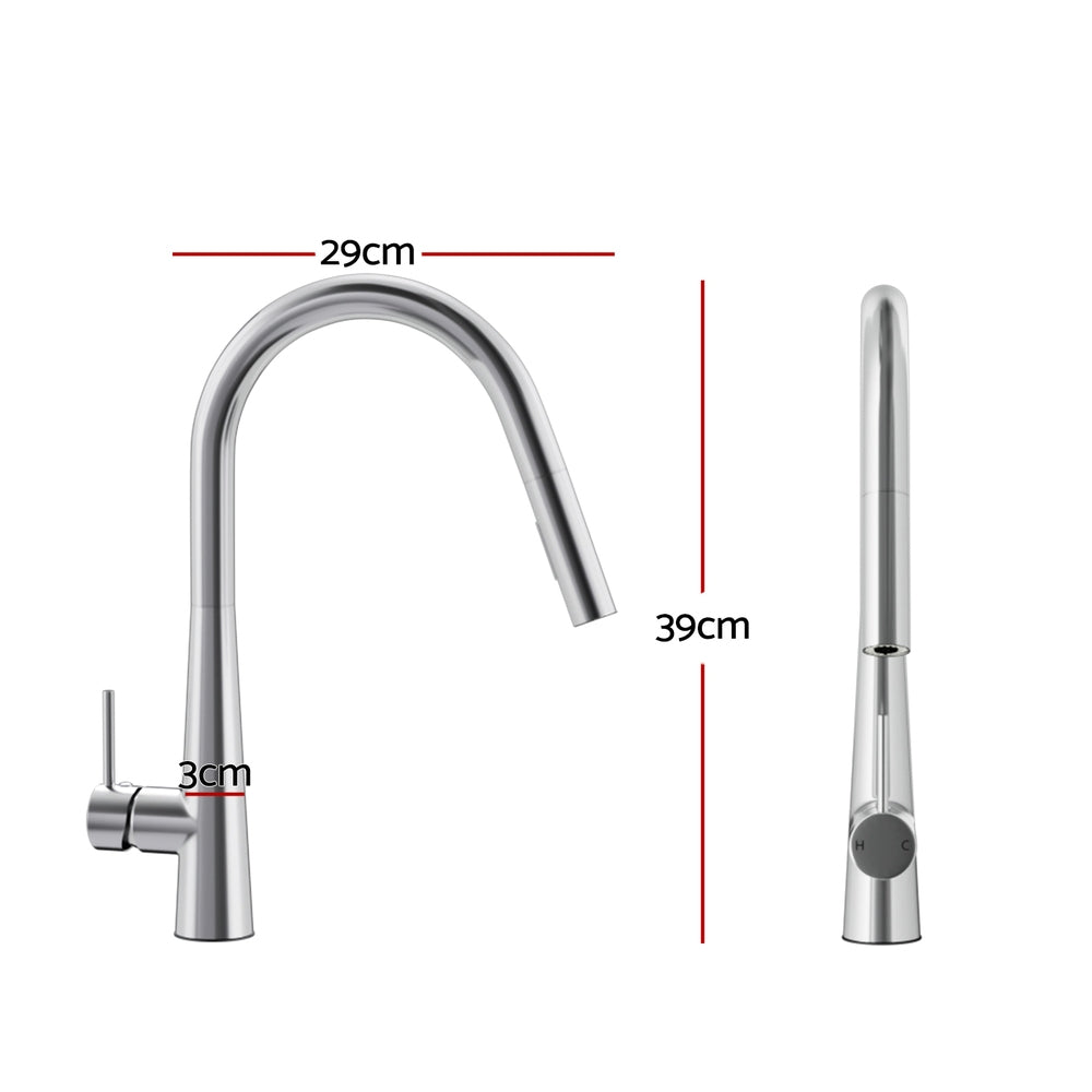 Kitchen Mixer Tap Pull Out Round 2 Mode Sink Basin Faucet Swivel -Chrome
