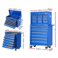 Tool Chest and Trolley Box Cabinet 16 Drawers Cart Garage Storage Blue