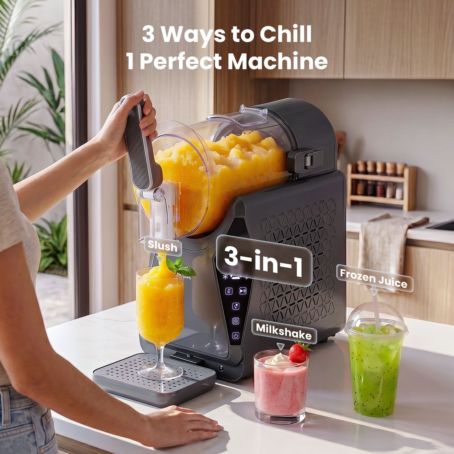 NORDA 1.3L Slushie Machine Frozen Drink Maker Slushy Ice Cream Maker No Ice Compressor Touchscreen for Home BBQ Party