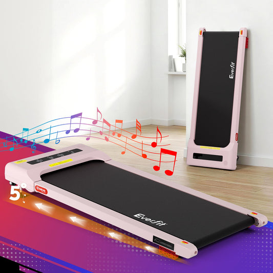 Everfit Treadmill Electric Walking Pad Incline Under Desk Home Gym 380mm Pink