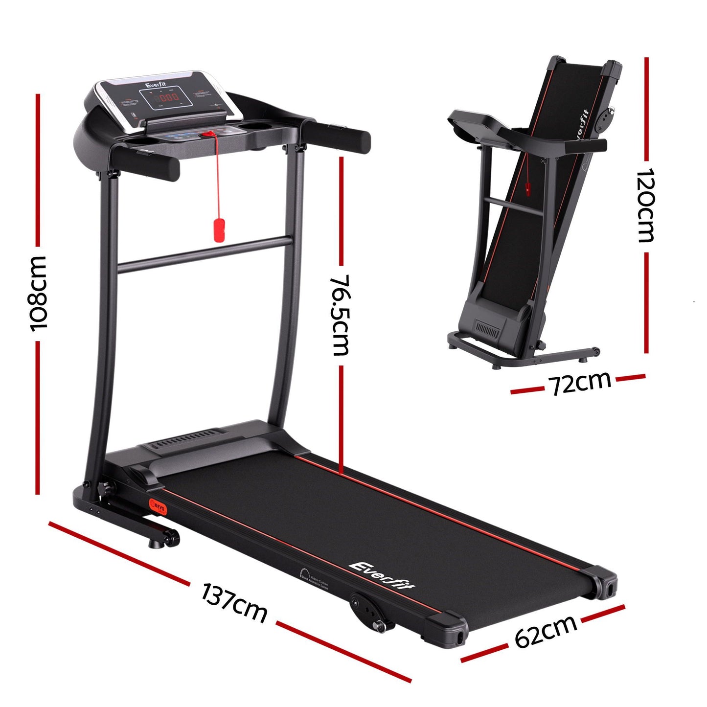Everfit Treadmill Electric Home Gym Fitness Exercise Machine Incline 400mm
