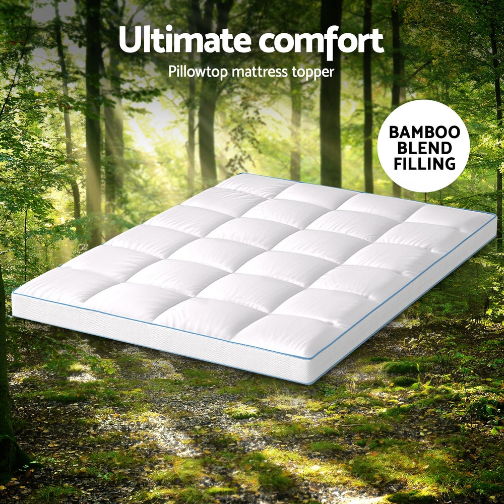 Double Giselle Bedding 1500GSM Bamboo Pillowtop Mattress Topper 10cm Thick Pad