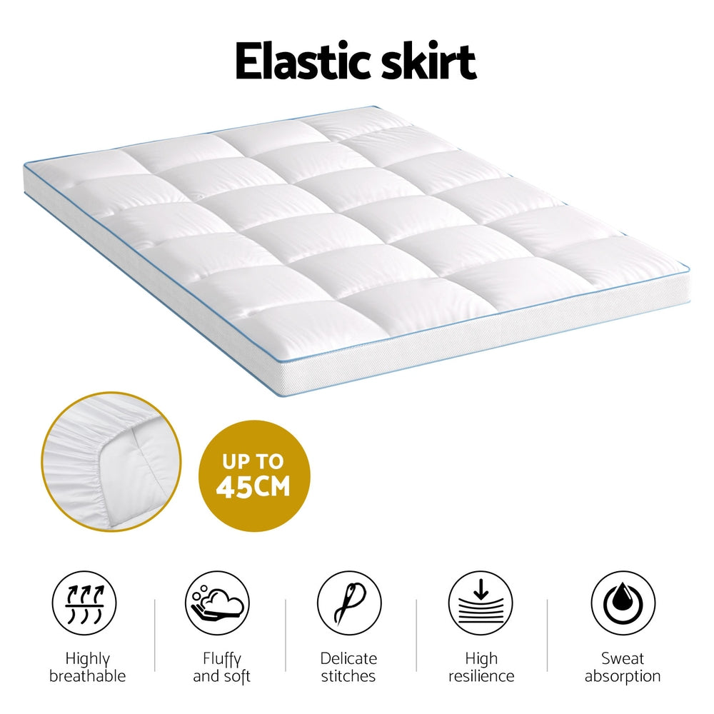 Double Giselle Bedding 1500GSM Bamboo Pillowtop Mattress Topper 10cm Thick Pad