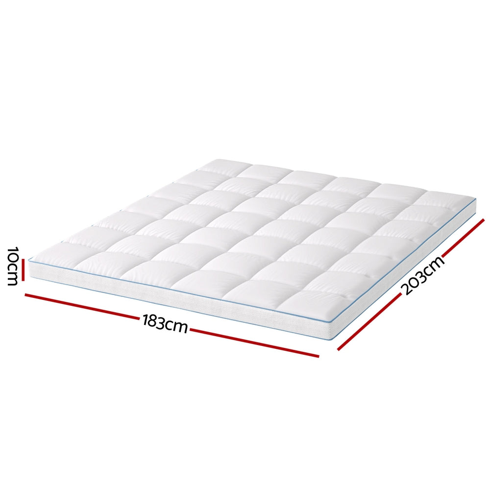 King Giselle Bedding 1500GSM Bamboo Pillowtop Mattress Topper 10cm Thick Pad