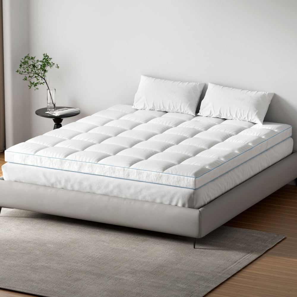 King Giselle Bedding 1500GSM Bamboo Pillowtop Mattress Topper 10cm Thick Pad