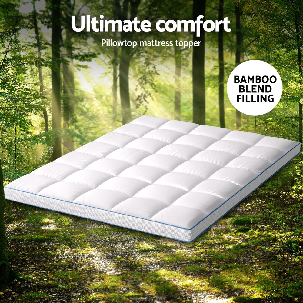 Queen Giselle Bedding 1500GSM Bamboo Pillowtop Mattress Topper 10cm