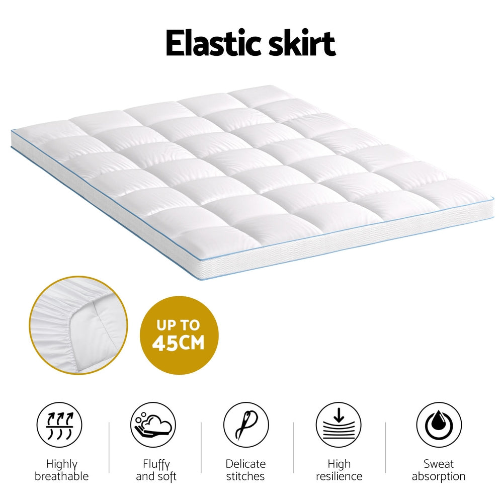 Queen Giselle Bedding 1500GSM Bamboo Pillowtop Mattress Topper 10cm