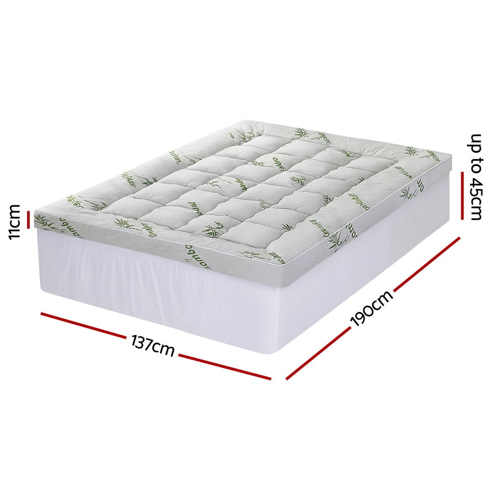 Double Giselle Bedding 1500GSM Pillowtop Mattress Topper Bamboo Mattress Pad